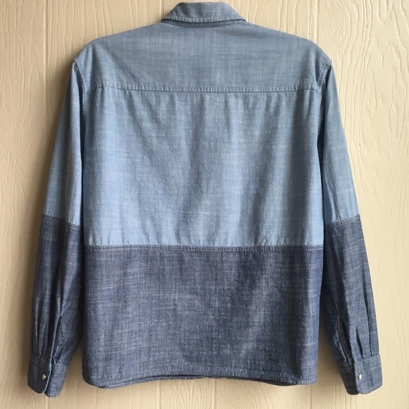 Zara Woman Two-Tone Chambray Button Down Shirt - Picture 6 of 8